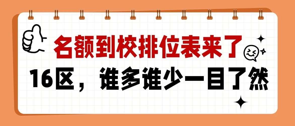 频出：上海2026年名额到校16区排位表出炉